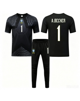 Billige Fotballdrakt Brasil Alisson Becker #1 Keeper Replika Hjemmedraktsett Barn VM 2026 Kortermet (med bukser)